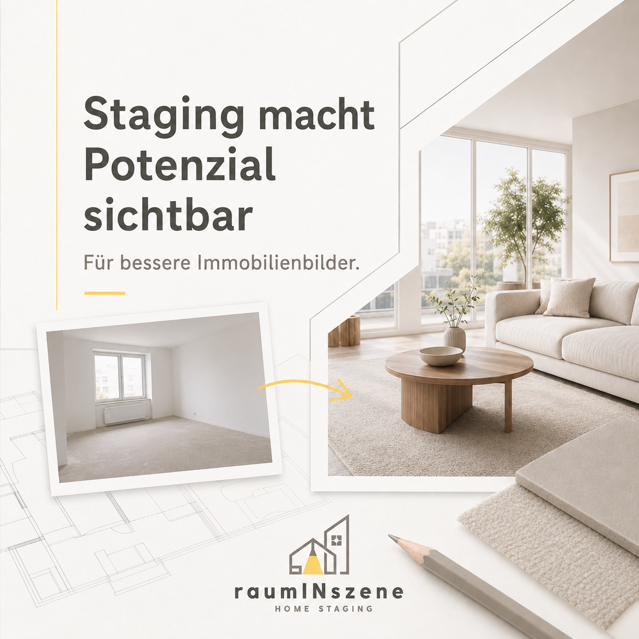 KI-generierte Visualisierung einer beispielhaften Home-Staging-Raumwirkung